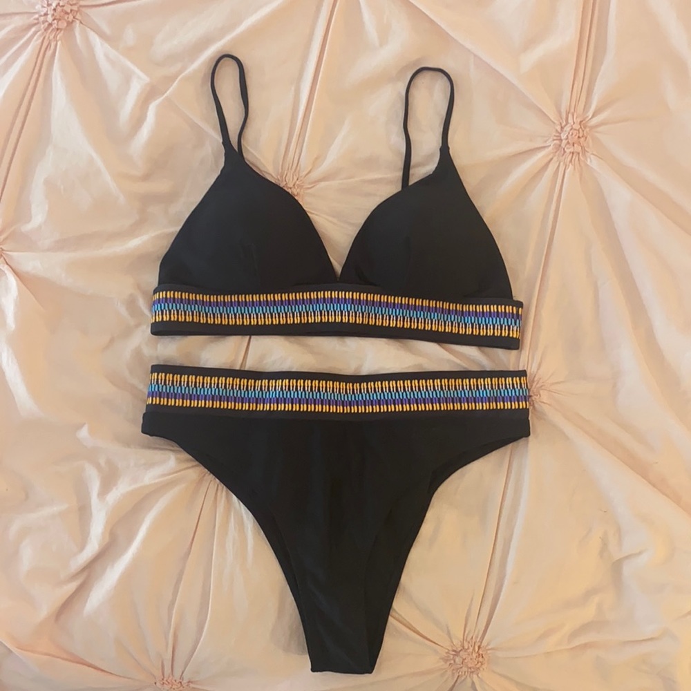 Black bikini with colored detail